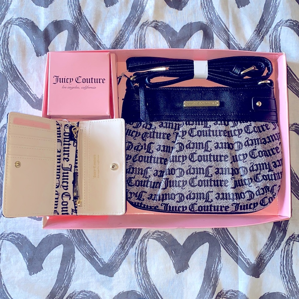 Juicy Couture crossbody purse with matching wallet.
